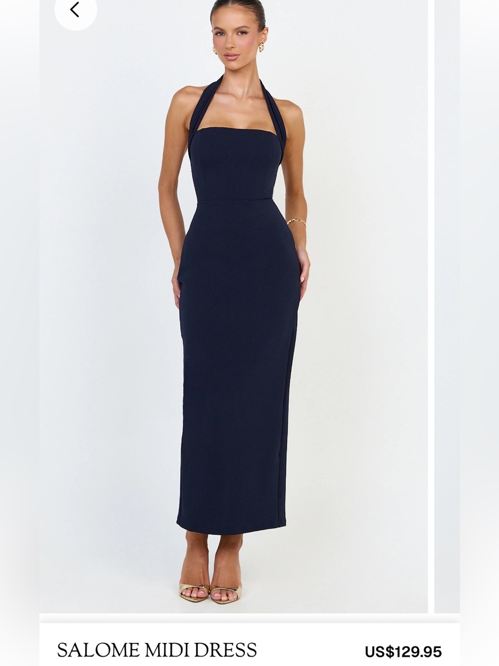 Show Po Navy Halter Salome Midi Dress